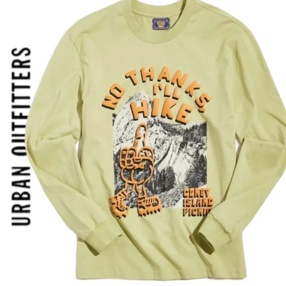 NEW Coney Island Picnic UO Urban Outfitters No Thanks I’ll Hike Long Sleeve Tee